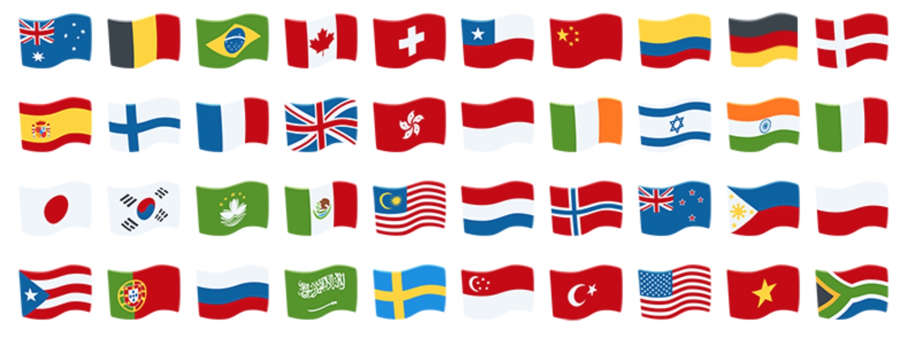 Flag support is limited to 42 flags which is approximately how many iOS supported a year ago