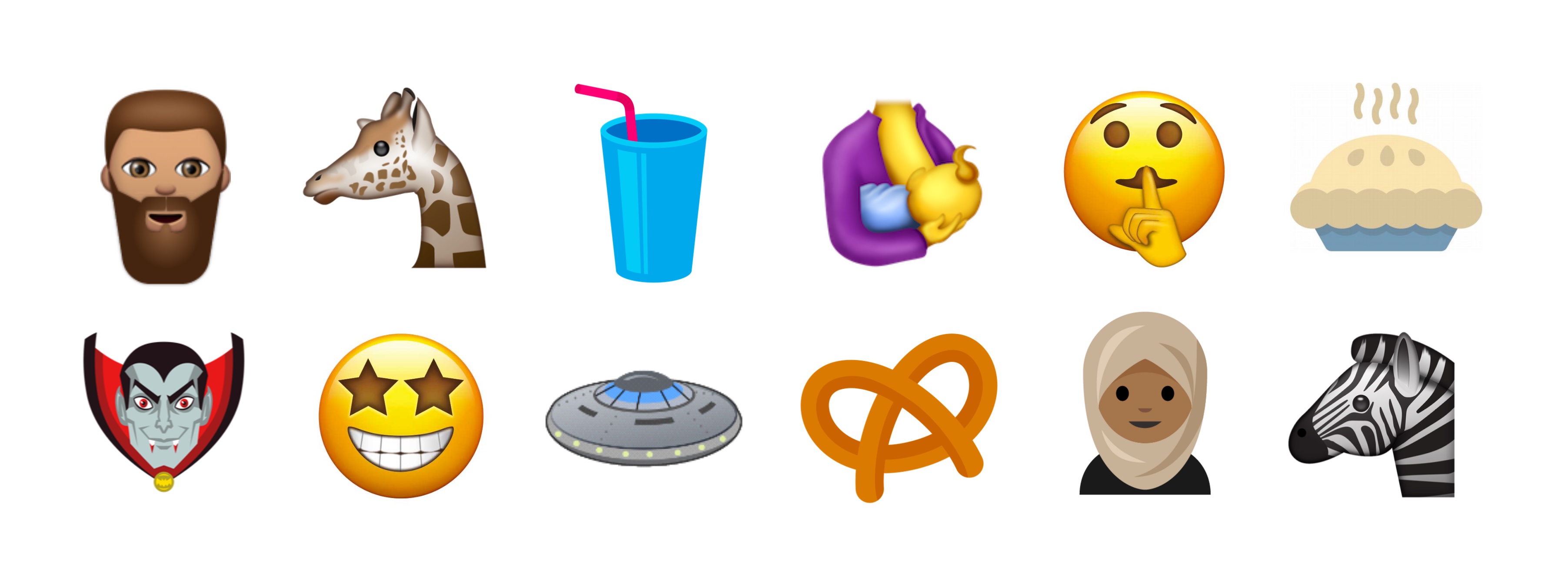 Giraffe, Pretzel, Vampire Emojis for 2017