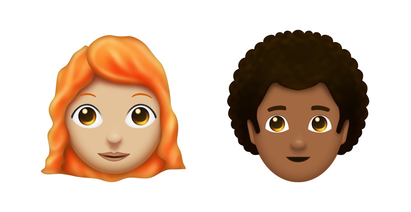 Above: Redheads and Curly Hair are still in the 2018 emoji list. 