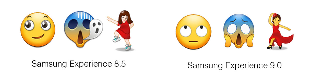 Samsung-Experience-9-0-Emojipedia-Comparison-Eye-Roll-Scream-In-Fear-Dancing-Woman-1