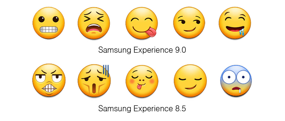 Samsung-Experience-9-0-Emojipedia-Comparison-Grimace-Weary-Savouring-Smirk-Drool