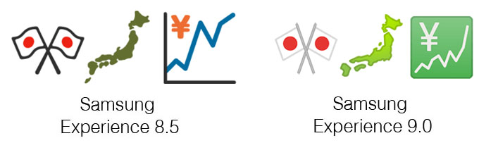 Samsung-Experience-9-0-Emojipedia-Crossed-Flags-Japan-Map-Yen-Chart