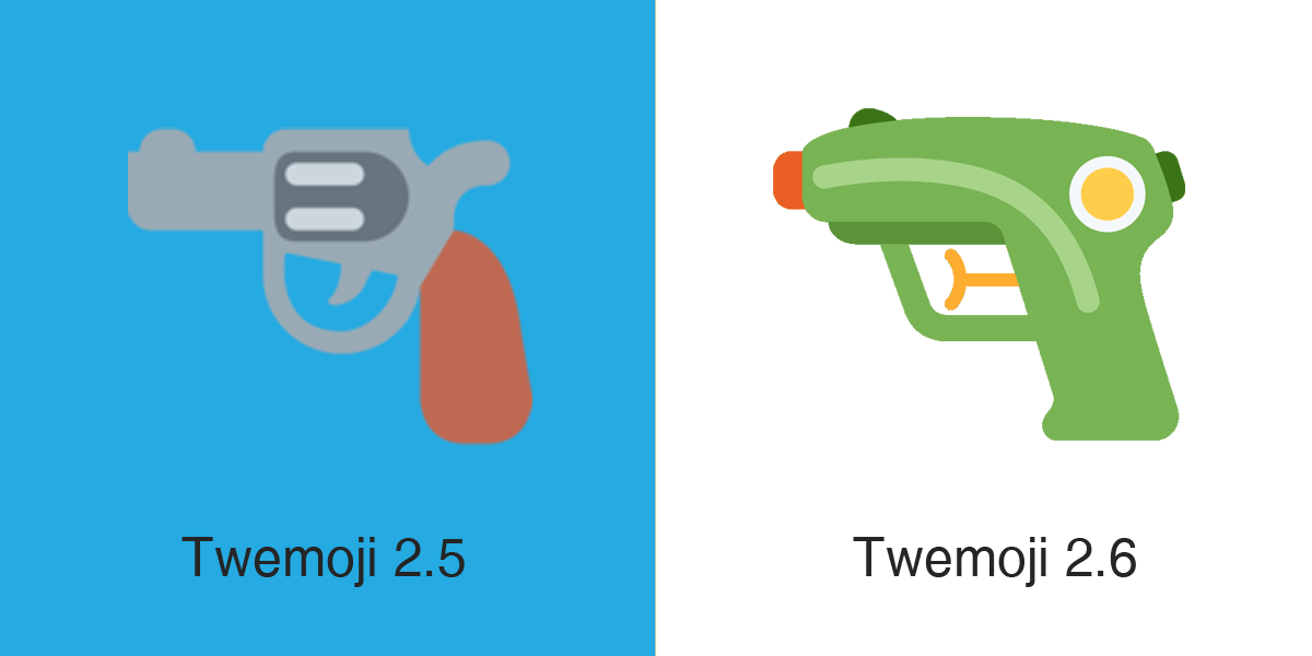 Emojipedia-Twemoji-2dot6-Pistol-Emoji-Comparison-1