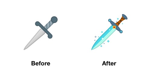 dagger-emoji-android-p-before-after