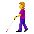 woman with probing cane emojipedia
