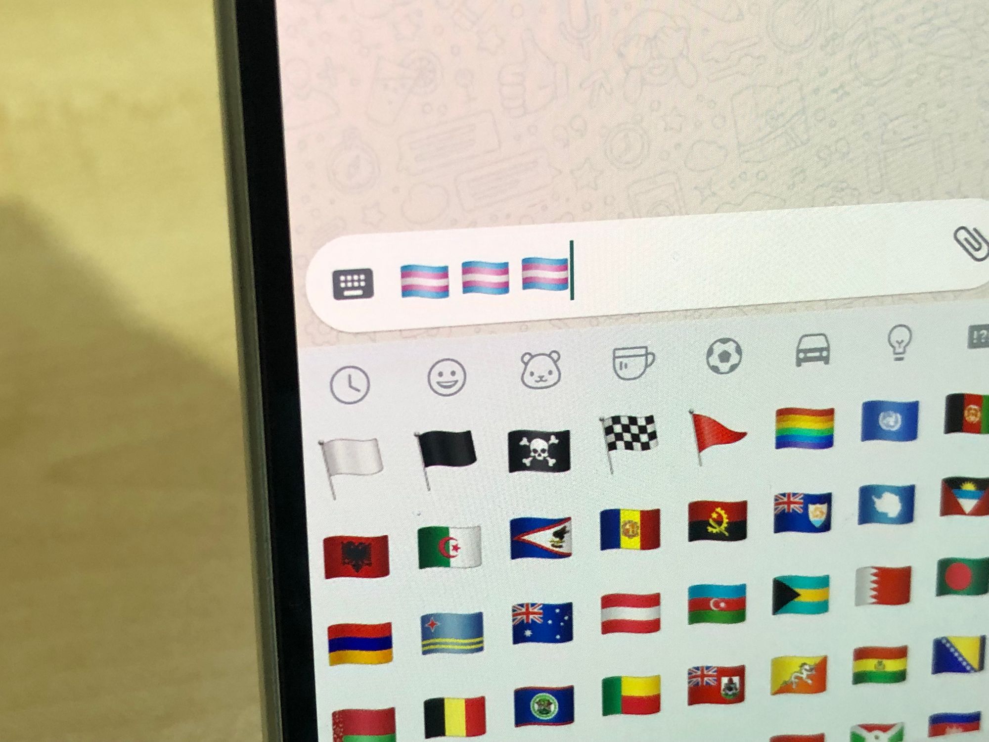 my samsung doesnt have the gay flag emoji