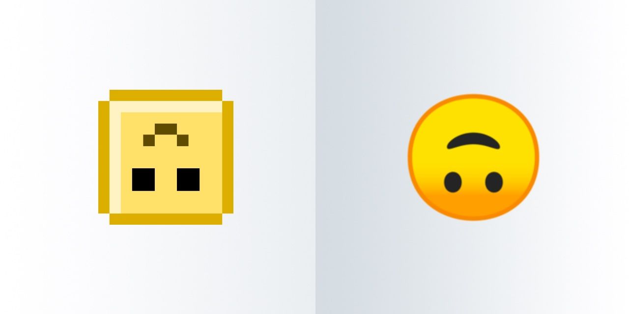 What does the upside down smiley emoji mean