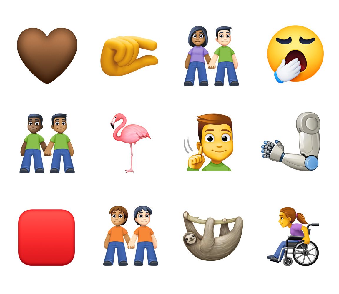 Above: New emojis added to the latest version of Facebook's emoji set....