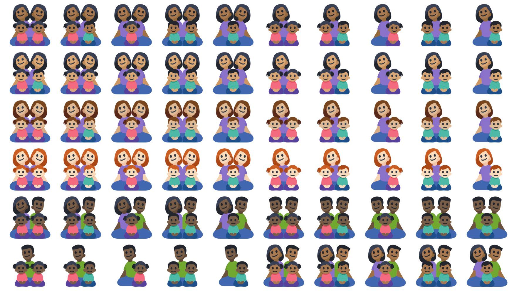 New Emoji For Different Skin Tones in Couples and Families