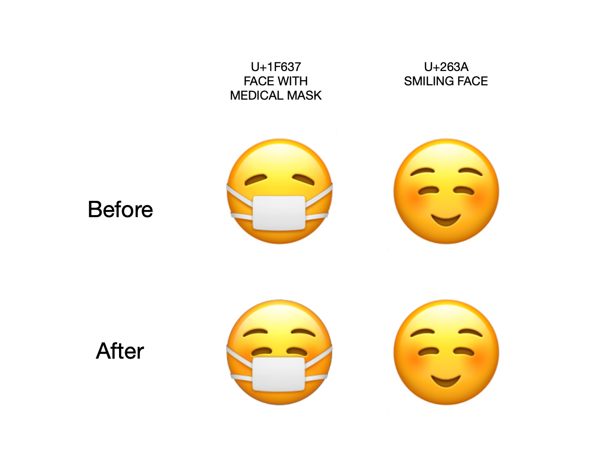 Mask Wearing Emoji Now Smiles