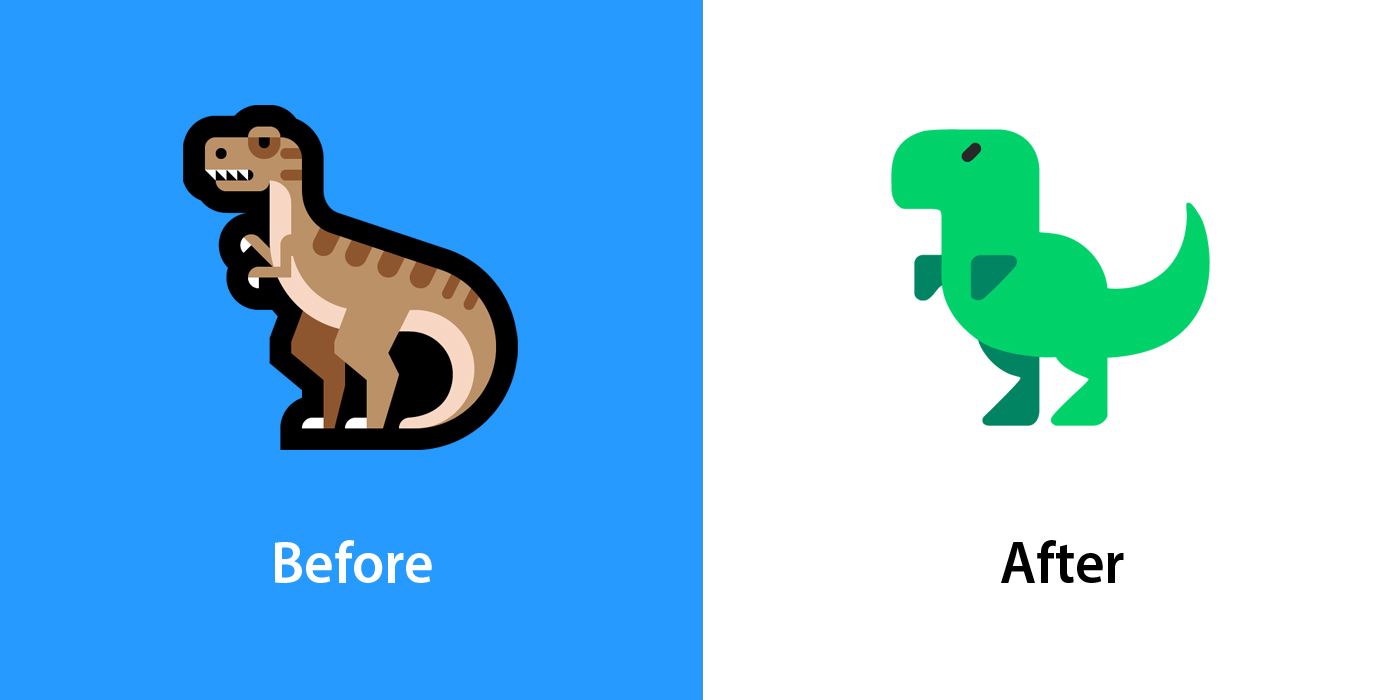 Emojipedia-Windows-11-Fluent-Changelog-Comparison-T-Rex