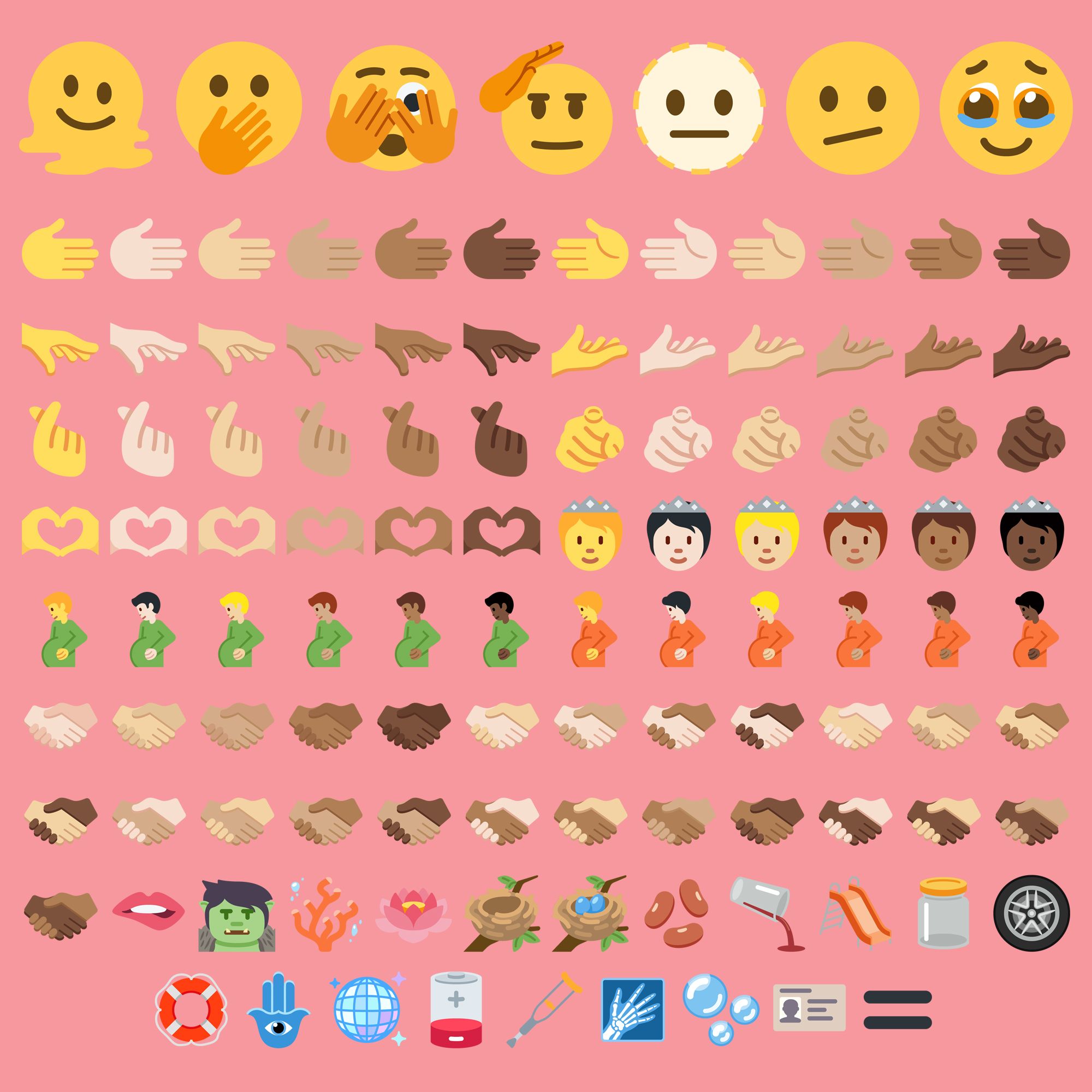 In iOS, the handshake emoji is the only skin-based emoji where you