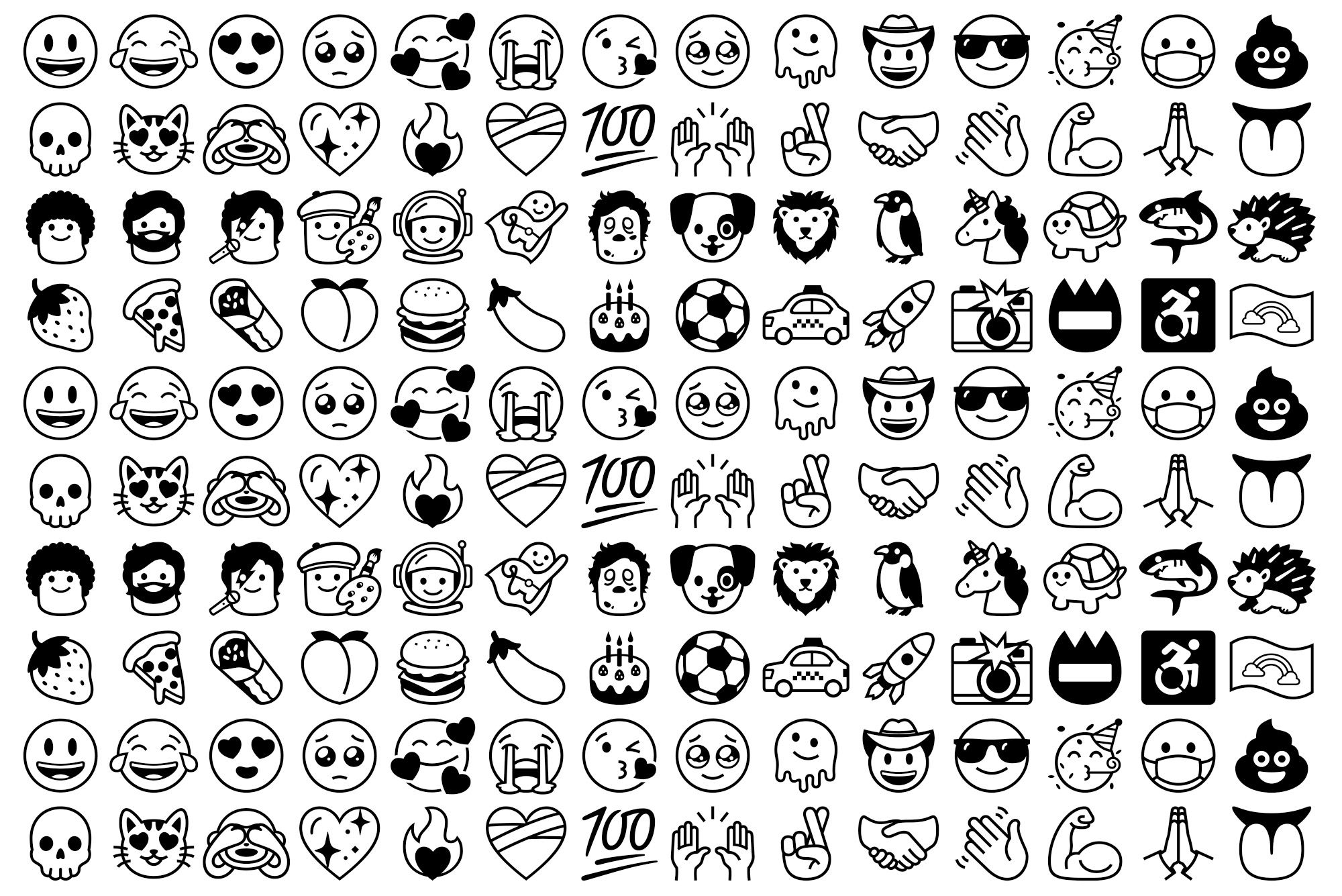 Emojis copy paste black and white